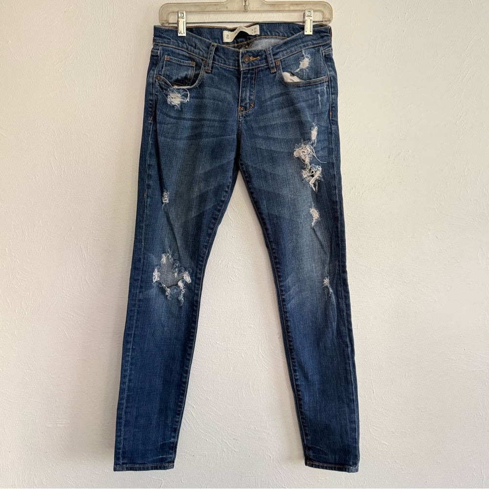 Abercrombie & Fitch Medium Wash Brett Fit Distressed Skinny Jeans Size 27